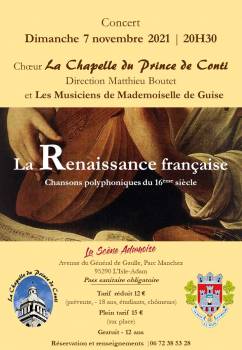 Concert choeur la chapelle du Prince Conti 7 novembre 2021