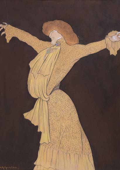 Cappiello. Mme Sarah Bernhardt, 1903, mine de plomb, pastel, aquarelle, rehauts de gouache sur papier. Atelier Cappiello